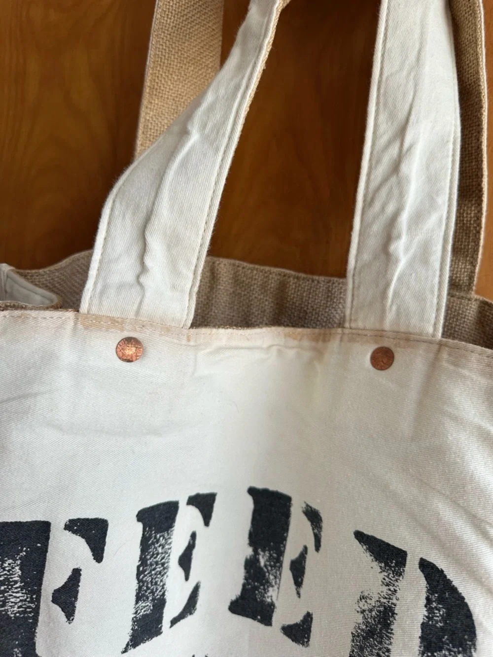 FEED Natural Canvas Tote Bag in Beige